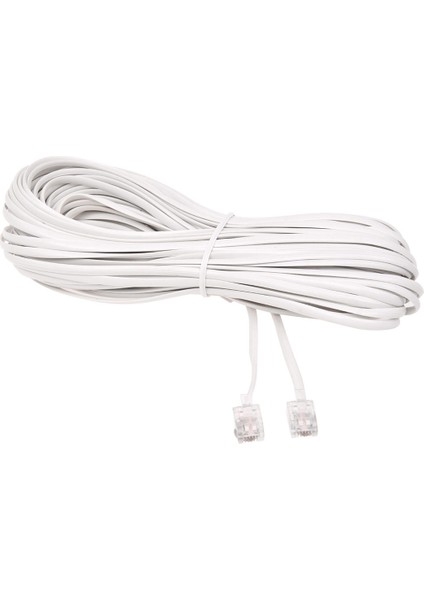 Beyaz Erkek 6P2C RJ11 Fişli Telefon Faks Modem Hattı Kablosu, Sabit Telefon Için 14M (Yurt Dışından)