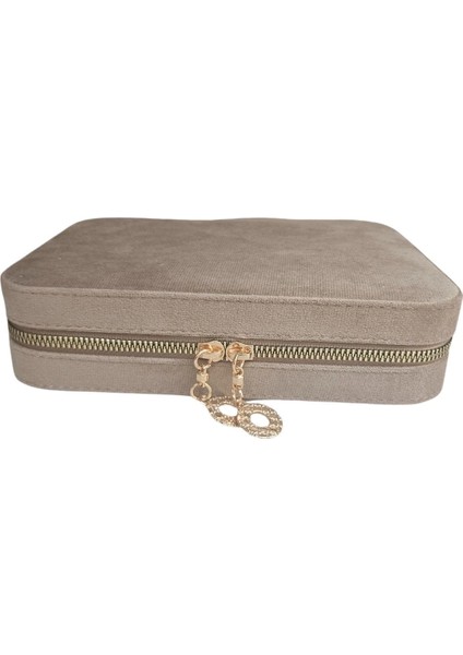 Fermuarlı Deri (Ahşap Kasalı )Büyük Boy Takı, Seyahat ve Mücevher Çantası Vizon Süet (14 x 21 cm) indirimleri