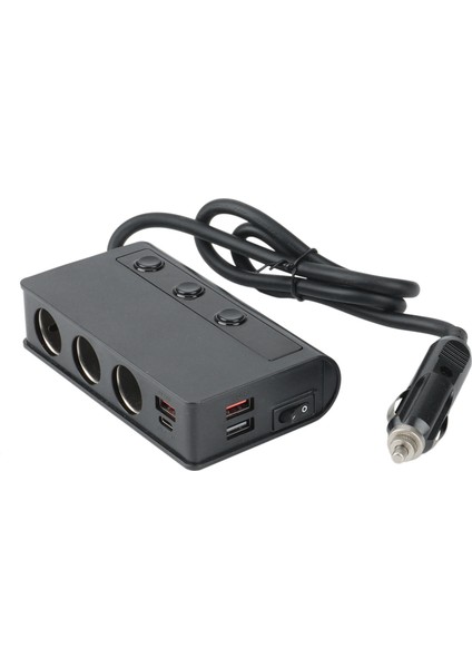 180W Splitter Hızlı Şarj 3.0 Araç Şarj Adaptörü 12V/24V 3 USB 1 Type-C Telefon Için Şarj Soketi (Yurt Dışından)