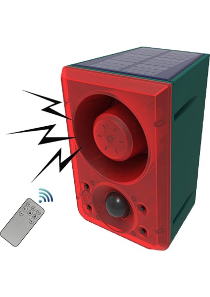 Uzaktan Kumandalı Dış Mekan Güneş Hareket Sensörü Alarmı, 130DB Ses Işığı Alarm Sireni Sesli Alarm Güvenlik Alarm Sistemi (Yurt Dışından)