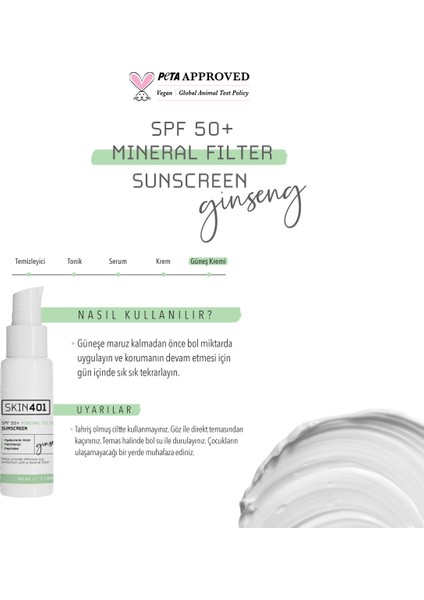 Spf 50+ Mineral Filtre Güneş Kremi 50 ml