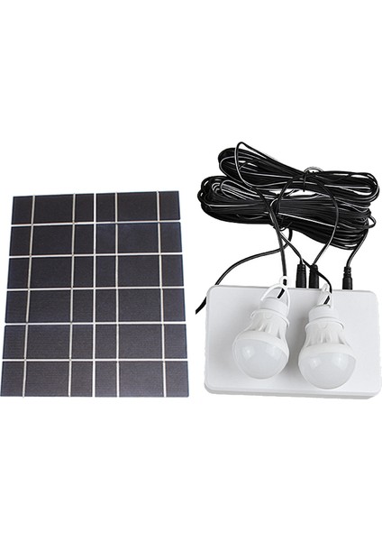 Güneş Paneli Işık 2 Ampul Seti Kamp Solar Şarj Cihazı Enerji Tasarruflu Güneş Işığı Açık Kapalı Şarj Edilebilir LED Işık (Yurt Dışından)