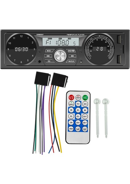 1dın Araba Stereo Mp3 Çalar Dash Araba Fm Radyo Bluetooth Usb/ Aux In Saat ve Sıcaklık Göstergesi ile Şarj Ediliyor (Yurt Dışından)