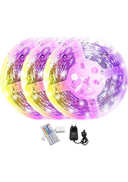 15M LED Şerit Işıklar Esnek Işıklar Çok Renkli Değişen 3528 Rgb, 44 Anahtarlı Uzaktan Kumandalı Yatak Odası Süslemeleri Ab Tak (Yurt Dışından)