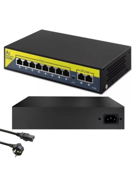 120W 8 Port Ethernet Poe Switch 10 Port 8+2 8 Poe Ports 2 Uplink 10/100