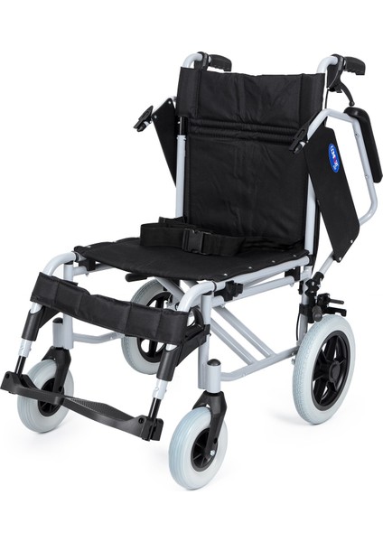 DM-337 Refakatçi Kullanımlı Alüminyum Hasta Taşıma Sandalyesi 45CM Oturma Genişliği