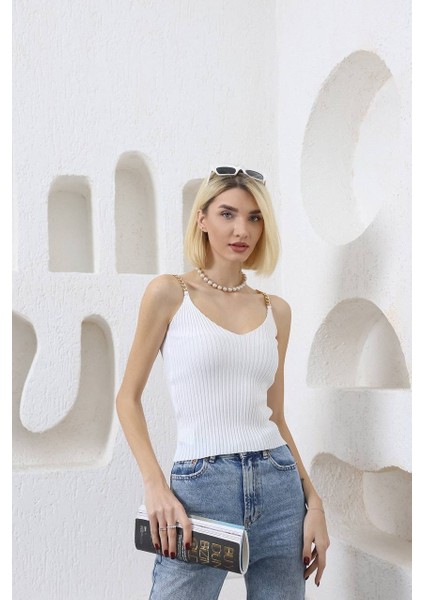 Zincirli Triko Atlet Crop