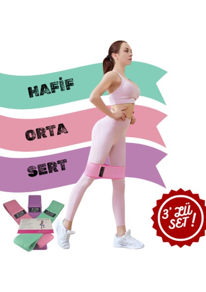 Loop Band Direnç Bandı Spor Egzersiz Aerobik Pilates Squat Lastiği 3lü Set