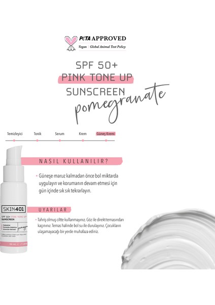 SPF50+ Pembe Ton Eşitleyici Güneş Kremi 50 ml