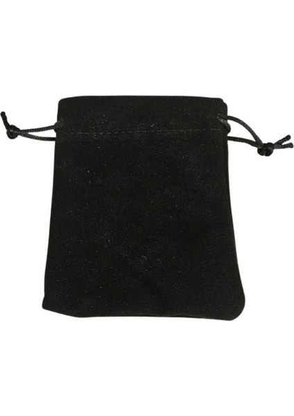 Süet & Kadife Duble Kese Siyah 10 Adet 9X12 cm Takı, Altın Kesesi (Ipli & Büzgülü)