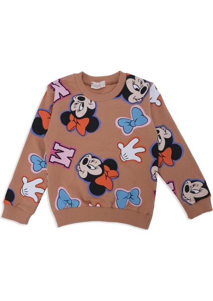 Kız Çocuk Mickey Mouse Baskılı 2'li Alt Üst Eşofman Takımı 2ip
