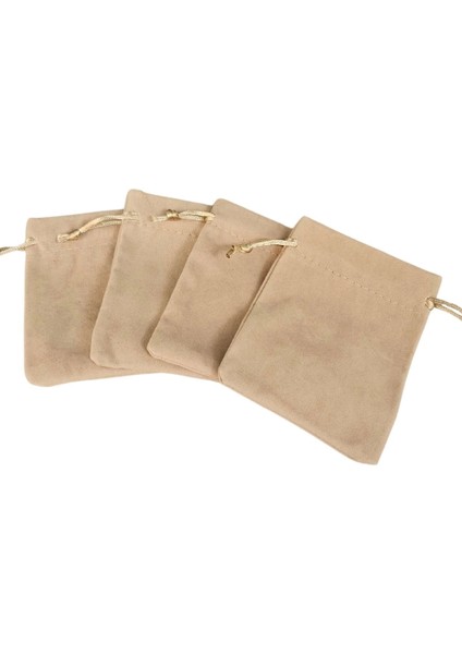 Süet & Kadife Duble Kese Krem 25 Adet 9X12 cm Takı, Altın Kesesi (Ipli & Büzgülü) modelleri