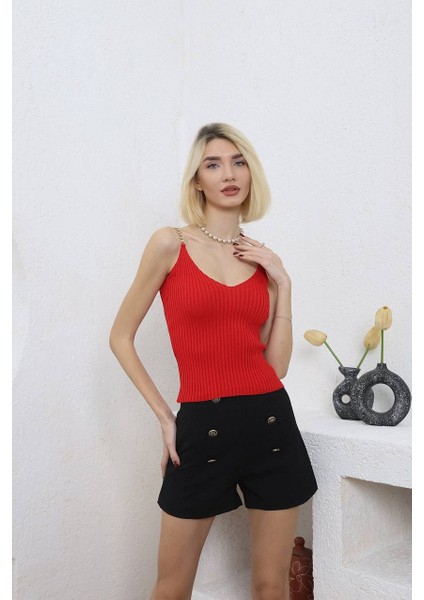 Zincirli Triko Atlet Crop