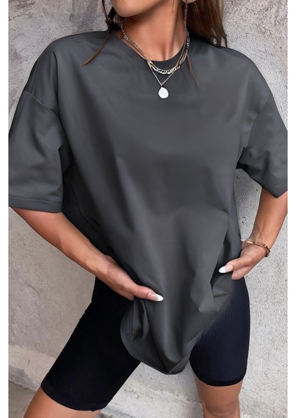Kadın Nefes Alan Penye Bol Kesim T-Shirt