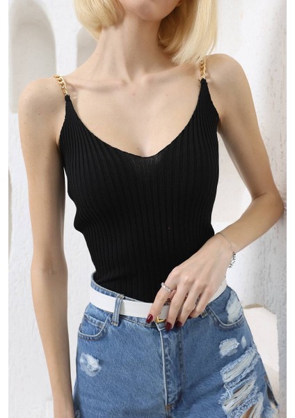 Zincirli Triko Atlet Crop