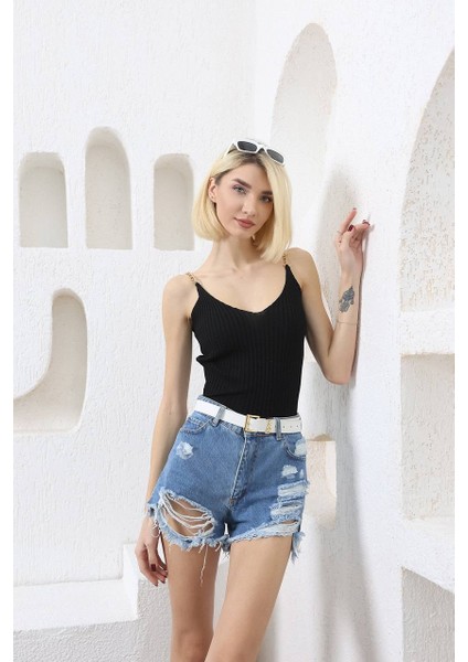 Zincirli Triko Atlet Crop