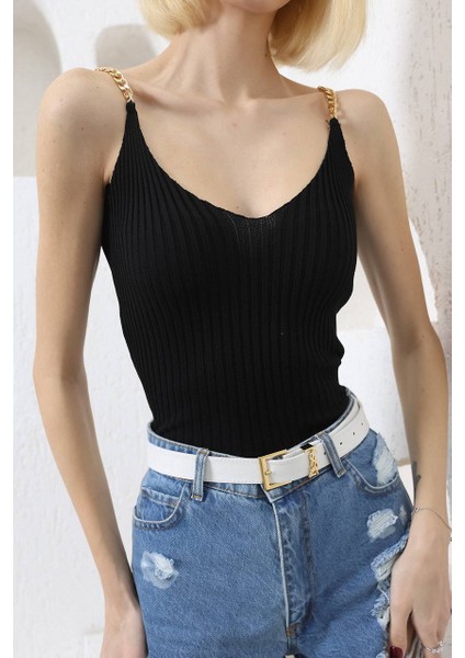 Zincirli Triko Atlet Crop