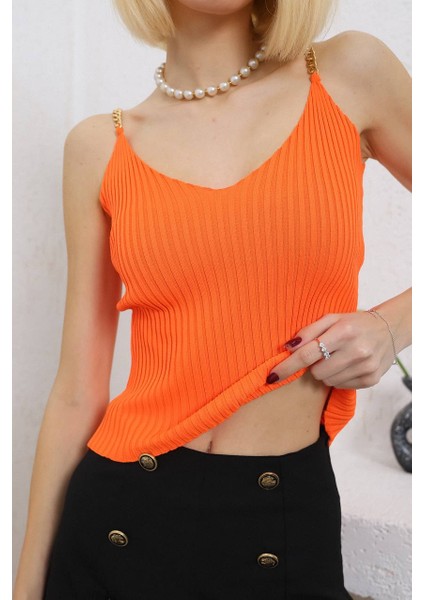 Zincirli Triko Atlet Crop