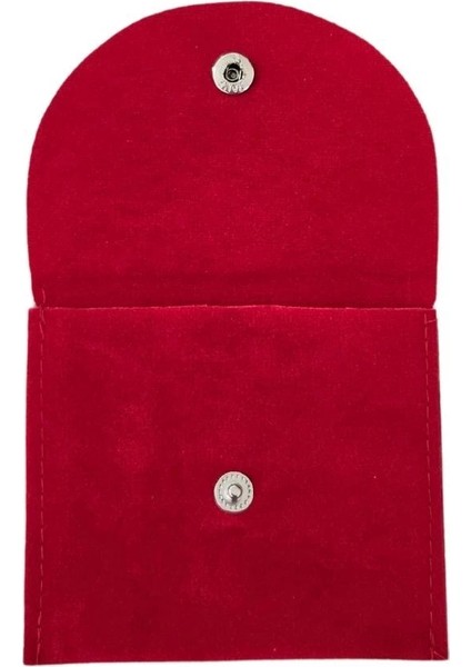 Kadife (Süet) Zarf Kese Kırmızı 25 Adet 8X10 Boy Takı, Altın Kesesi (Çıtçıtlı)