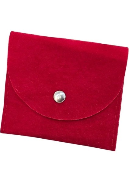 Kadife (Süet) Zarf Kese Kırmızı 50 Adet 8X10 Boy Takı, Altın Kesesi (Çıtçıtlı)