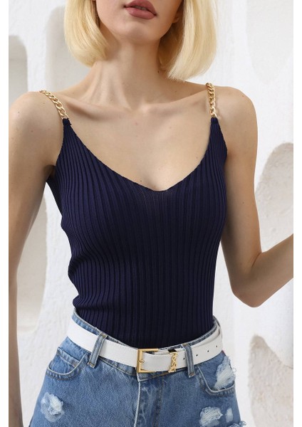 Zincirli Triko Atlet Crop