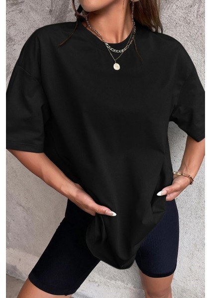 Kadın Nefes Alan Penye Bol Kesim T-Shirt