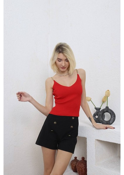 Zincirli Triko Atlet Crop