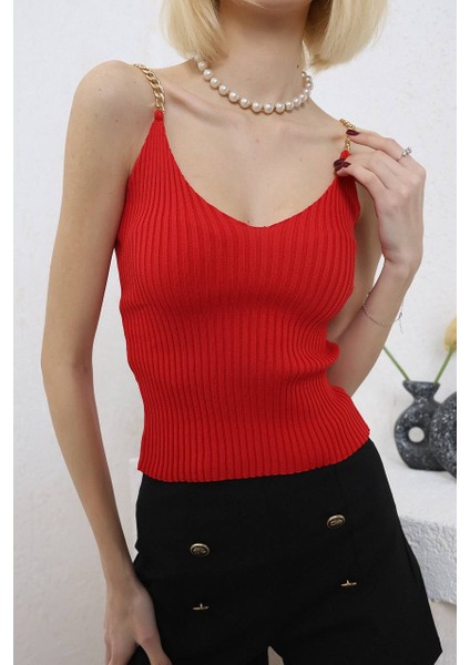 Zincirli Triko Atlet Crop