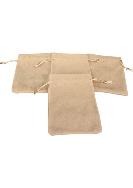 Süet & Kadife Duble Kese Krem 10 Adet 9X12 cm Takı, Altın Kesesi (Ipli & Büzgülü) fırsatları