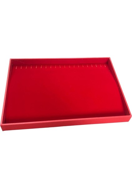 Zincir & Bileklik Takı Tablası Kırmızı Süet