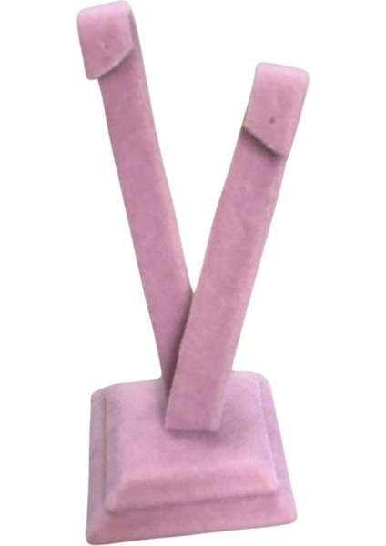 Palmiye Şeklinde Ayaklı Küpe Standı,küpe Sergileme Standı Süet Pembe