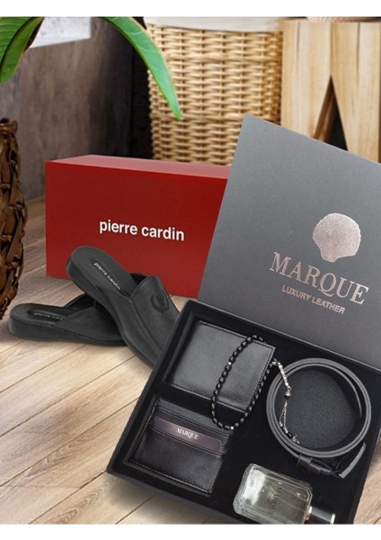 Erkek Terlik ve Marque Çeyizlik Düğün Cüzdan Kemer Parfüm Aksesuar Seti