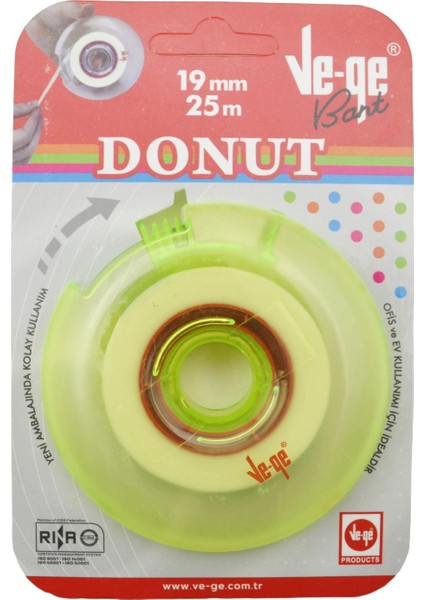 Vege Donut Soft Görünmez Bant 19X25 M Bant Kesme Makineli Yeşil