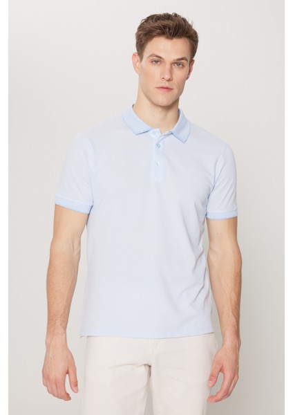 Erkek Beyaz-Lacivert-Açık Mavi 3'lü Çekmeyen Pamuklu Slim Fit Dar Kesim Kıvrılmaz Polo Yaka Tişört modelleri