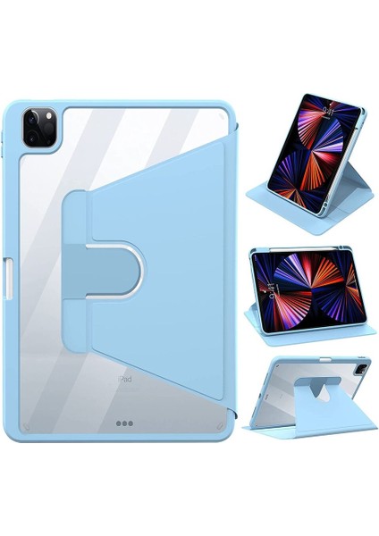Apple Ipad Pro 11 (2022) 4. Nesil 360° Dönebilen Kalem Şarjına Uygun Yatay ve Dikey Standlı Kalemlikli Ninex Smart Kılıf A2759 A2761 A2435 A2762
