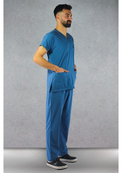 Çınar Üniforma - Likralı V-Yaka Erkek Takım Üniforma - Indigo Mavisi fiyatları