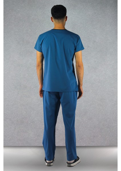 Çınar Üniforma - Likralı V-Yaka Erkek Takım Üniforma - Indigo Mavisi modelleri