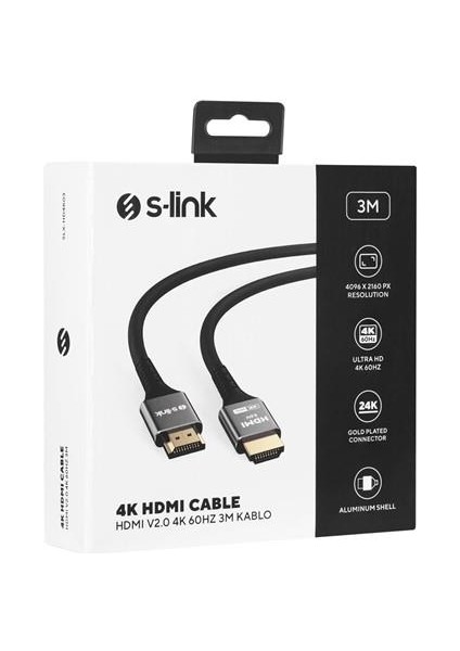 S-Lınk SLX-HD4K03 3 mt Metal V2.0 4K (4096*2160) 60Hz HDMI Kablo