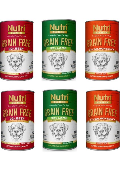 Tahılsız 3 Çeşit Karma Köpek Konserve 400 Gr. x 6 Adet
