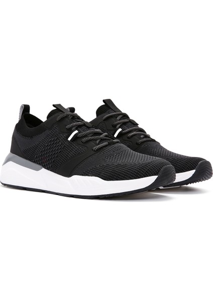 Zero Erkek Siyah Bağcıklı Kalın Tabanlı Kumaş Sneaker 24SFD69536F