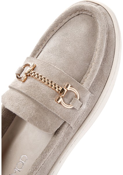 Kadın Gri Süet Deri Casual Loafer fiyatları