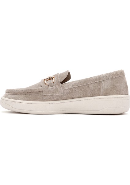Kadın Gri Süet Deri Casual Loafer modelleri