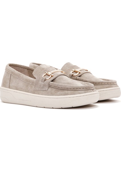 Kadın Gri Süet Deri Casual Loafer fırsatları