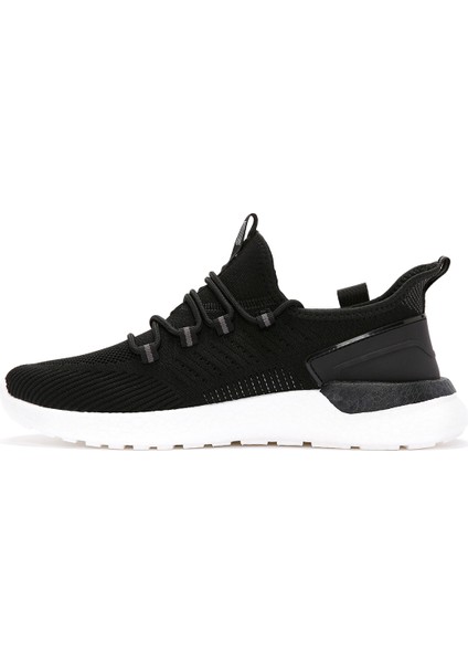 Erkek Siyah Bağcıklı Kalın Tabanlı Kumaş Sneaker