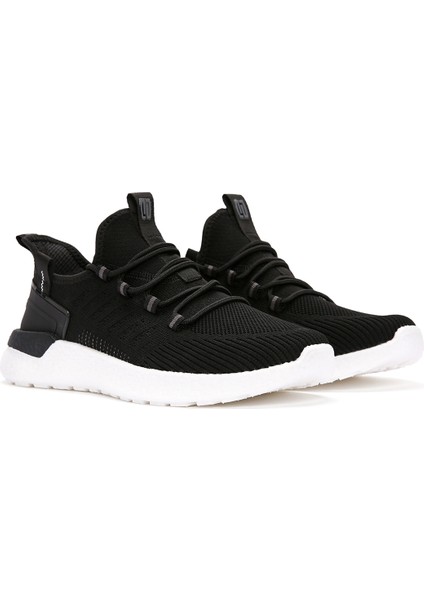 Erkek Siyah Bağcıklı Kalın Tabanlı Kumaş Sneaker