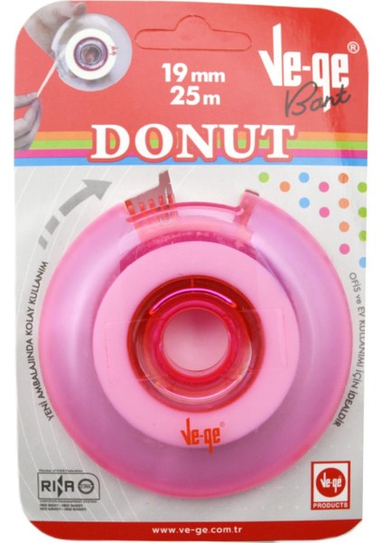 Vege Donut Soft Görünmez Bant 19X25 M Bant Kesme Makineli Pembe