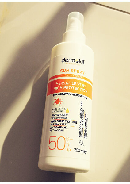 Güneş Kremi Yüz ve Vücut Sun Sprey Yüksek Koruyucu Güneş Spreyi 50 Spf 200 ml