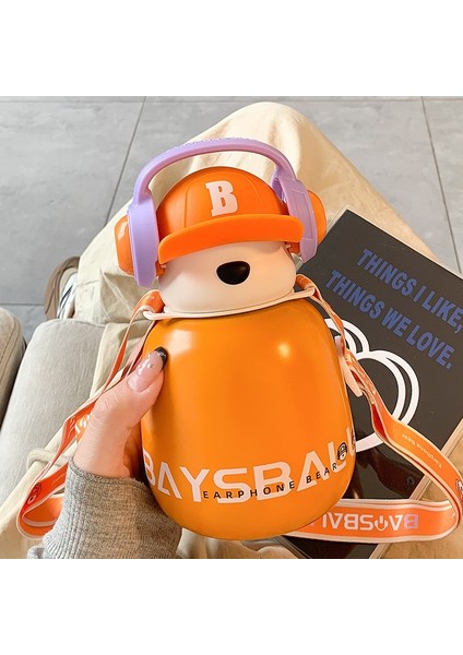 Sevimli Çocuk Termos Bardağı, Güzel Görünümlü 316 Gıdaya Uygun Pipetli Bardak, Kızların Paslanmaz Çelik Bardağı (Yurt Dışından)