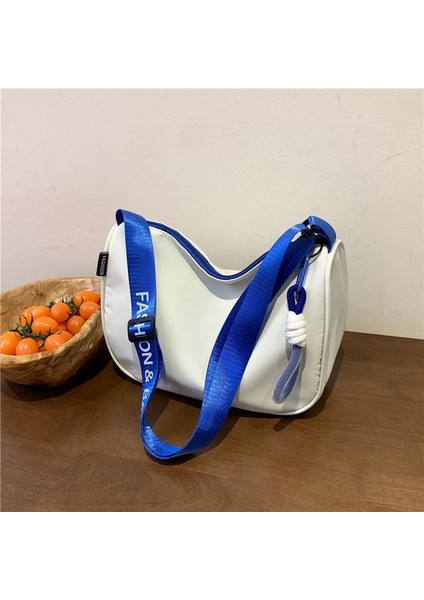 Kadın Çok Yönlü Taşınabilir Geniş Bant Naylon Çanta Rahat Crossbody Çanta Büyük Kapasiteli Omuz Yastık Çantası (Yurt Dışından)