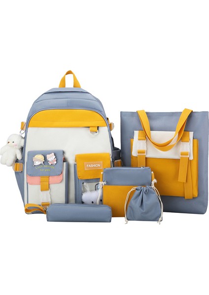 Yeni Yüksek Görünümlü Okul Çantası Kadın Kore Versiyonu Lise Öğrencisi Sırt Çantası Kontrast Renk Büyük Kapasiteli Ortaokul Öğrencisi Sırt Çantası (Yurt Dışından)